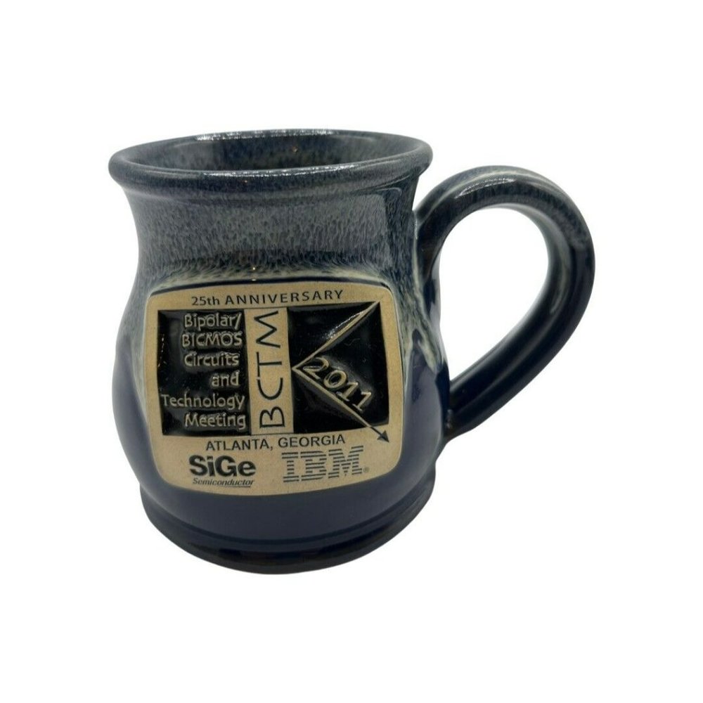 Deneen Pottery Blue Drip Coffee Mug 25th Anniversary BCTM Meeting 2011 IBM